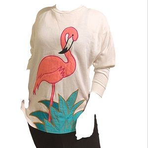 Vintage Flamingo Sweater Women's Baggy Oversized Size Large